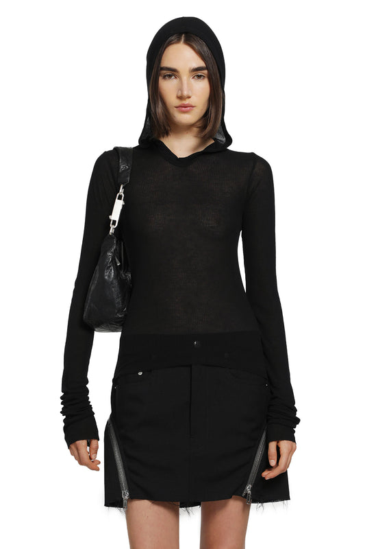 Cropped Hooded Rib LS T