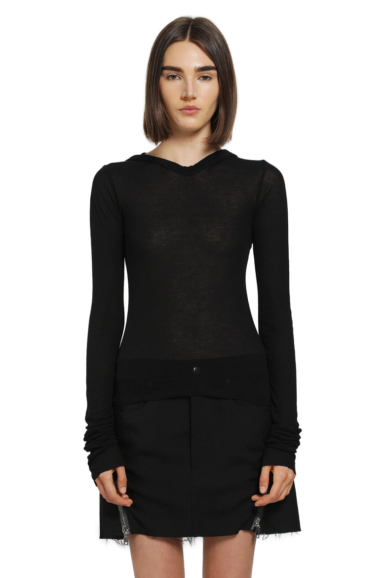 
              RICK OWENS Cropped Hooded Rib LS T woman
            