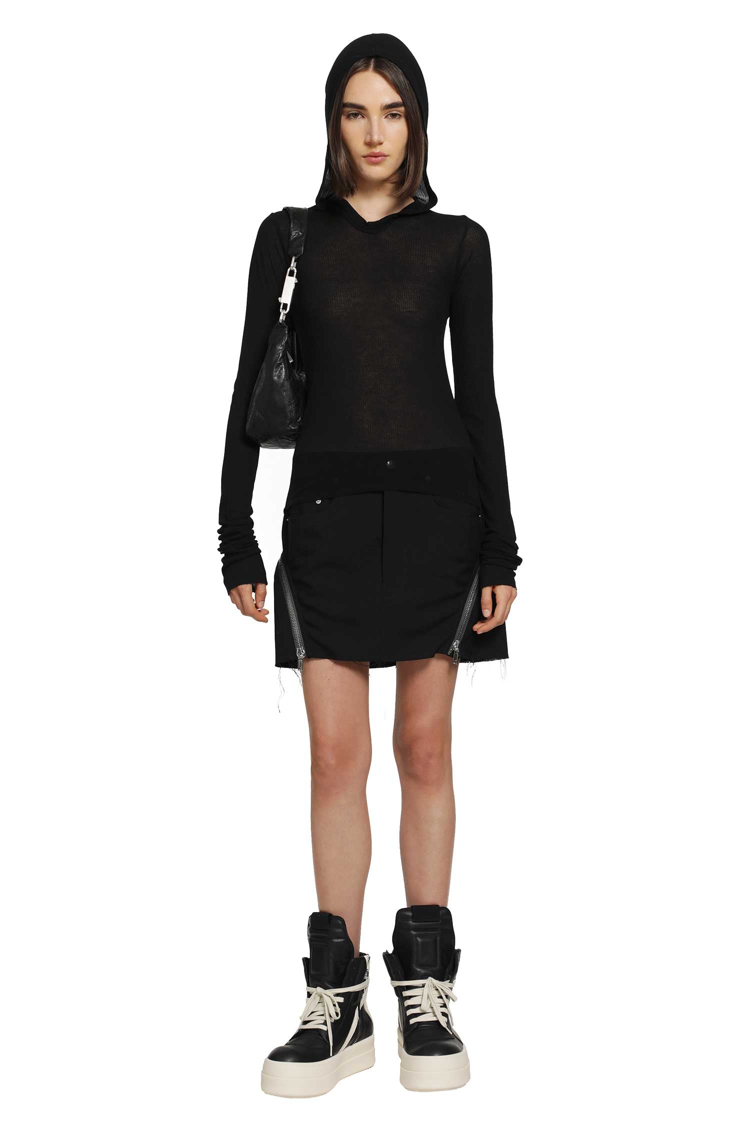 Cropped Hooded Rib LS T