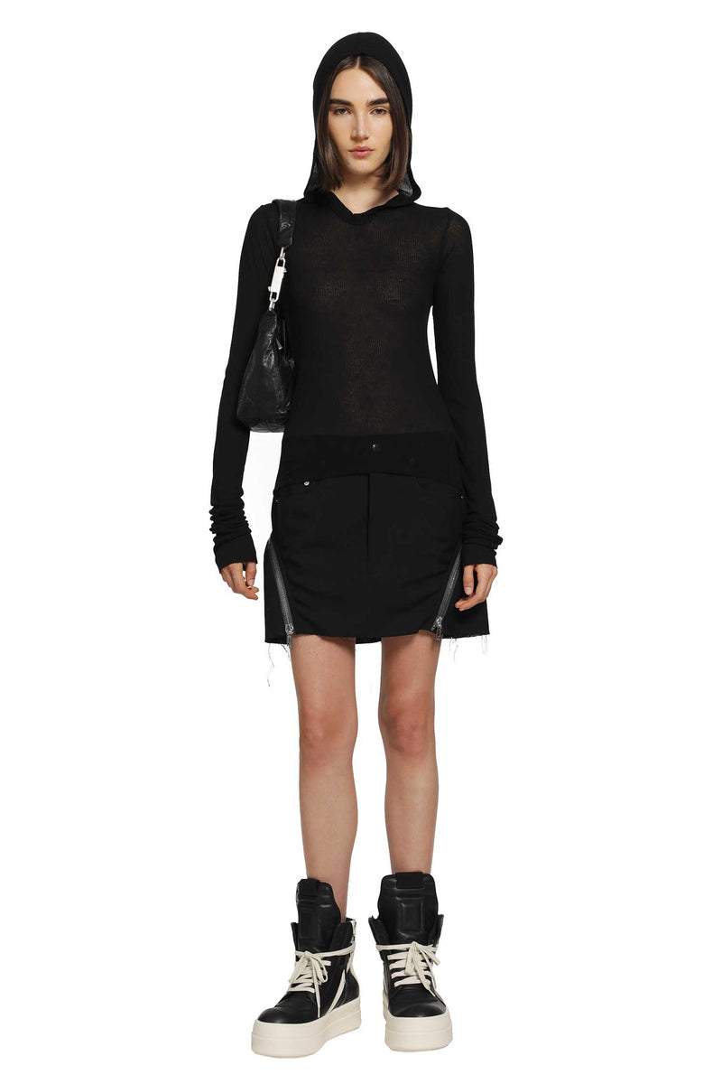 RICK OWENS Cropped Hooded Rib LS T woman