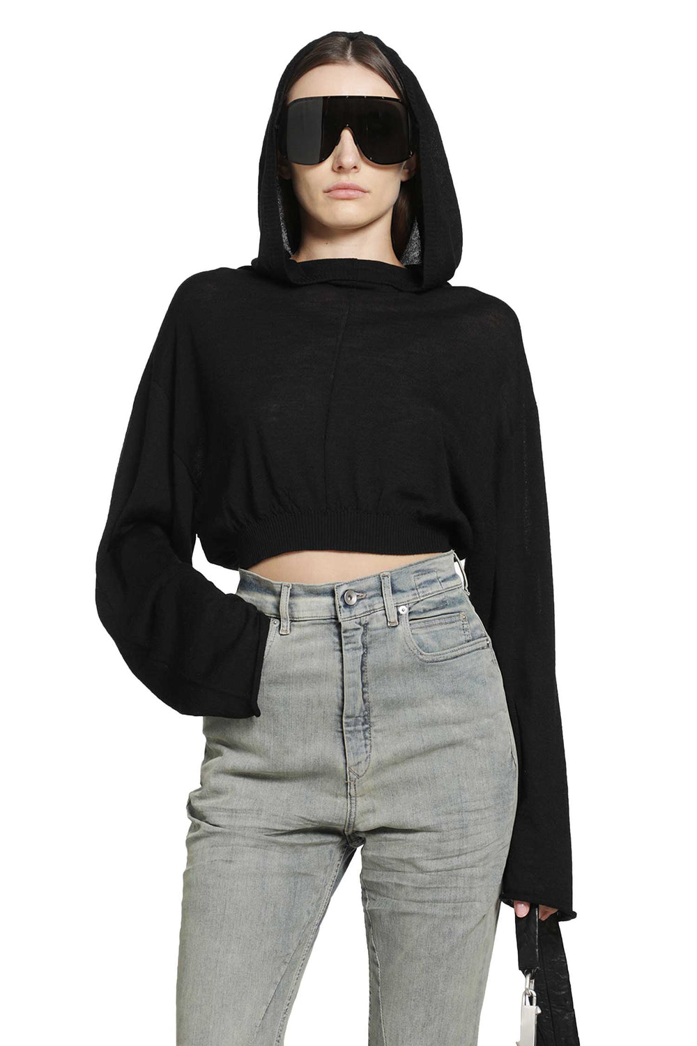 RICK OWENS Tower Cropped Hooded Tunic woman