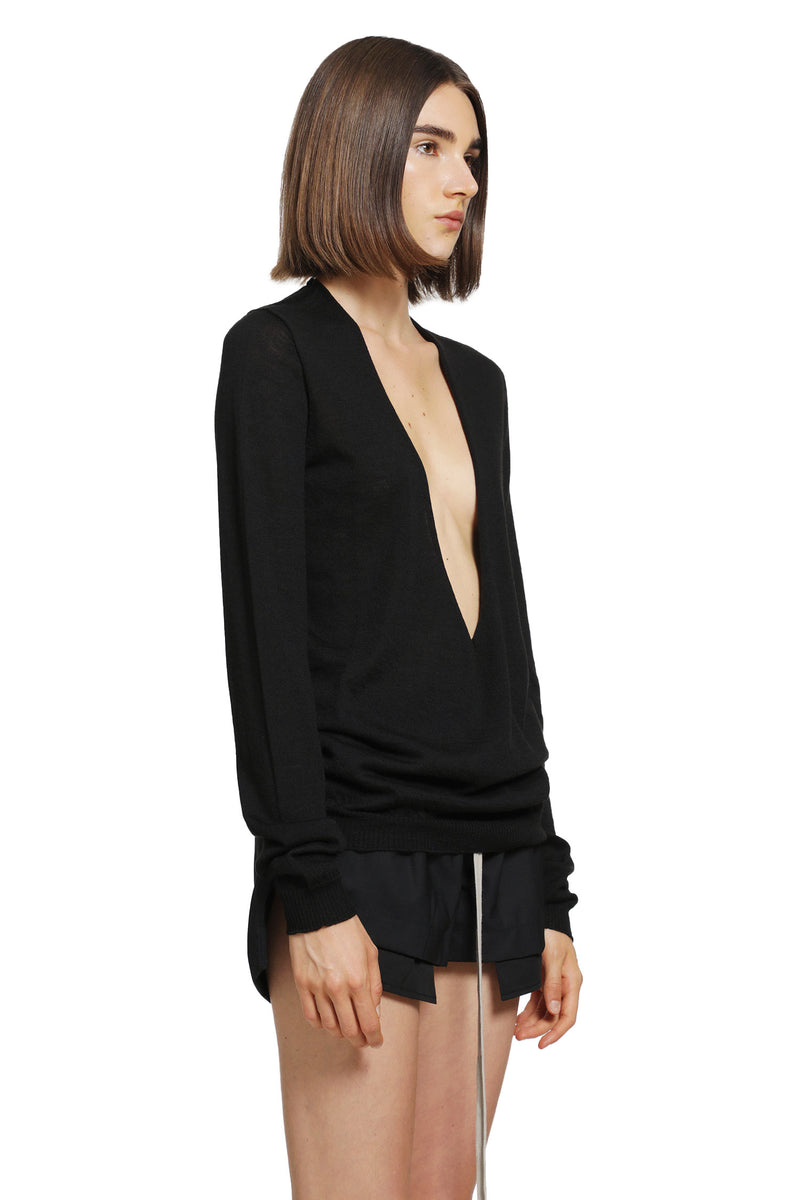 RICK OWENS Tower Extreme V-Neck Sweater woman