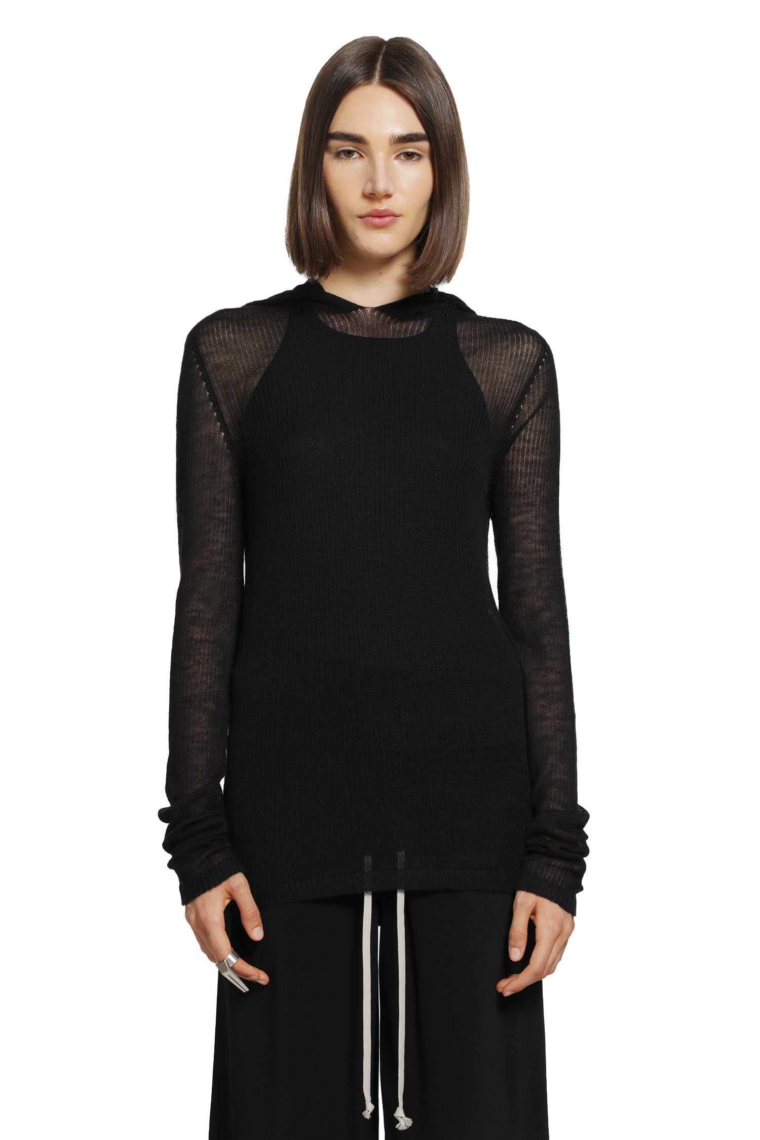 RICK OWENS Tower Hooded LS T woman