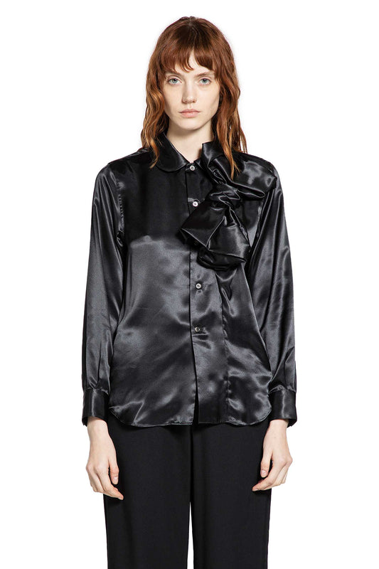 Shiny Satin Bowtie Shirt