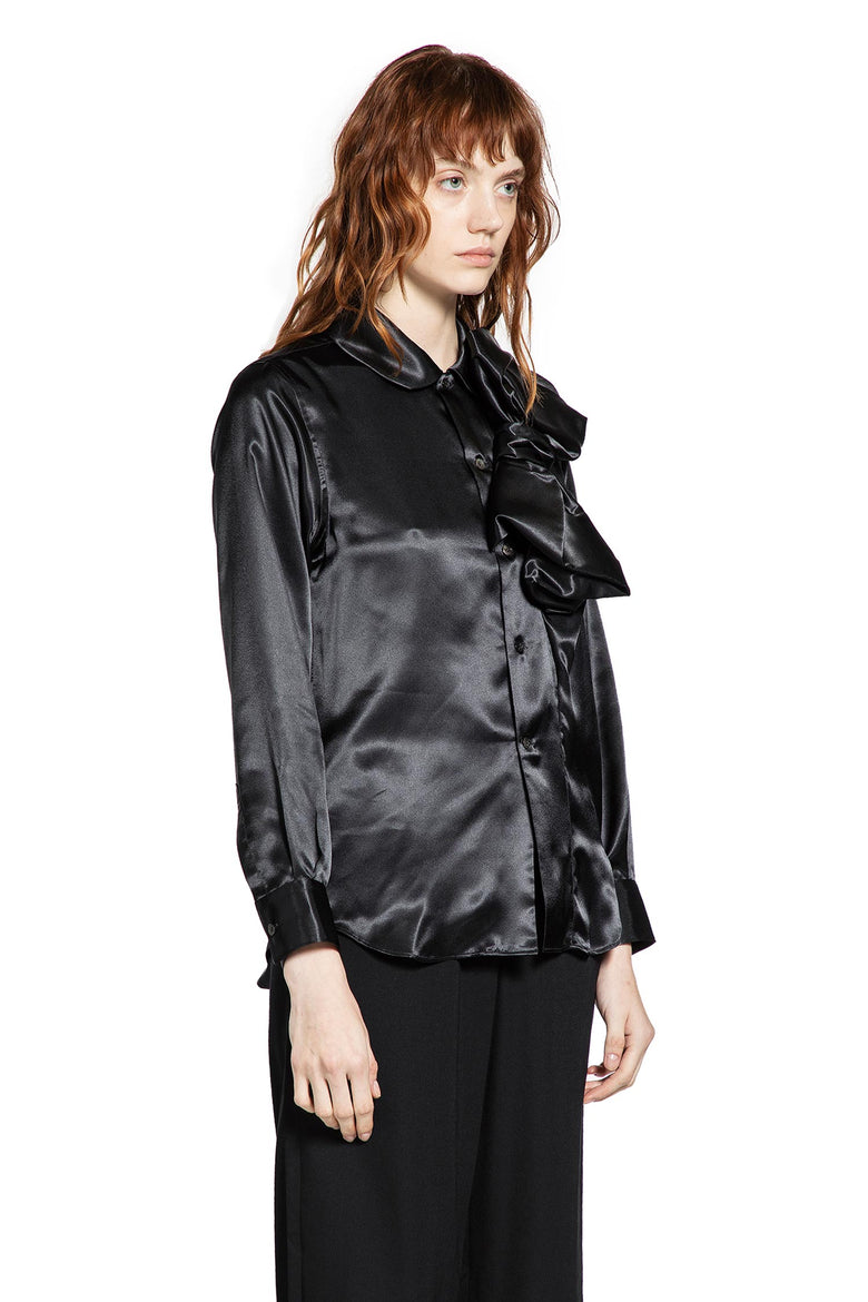 Shiny Satin Bowtie Shirt