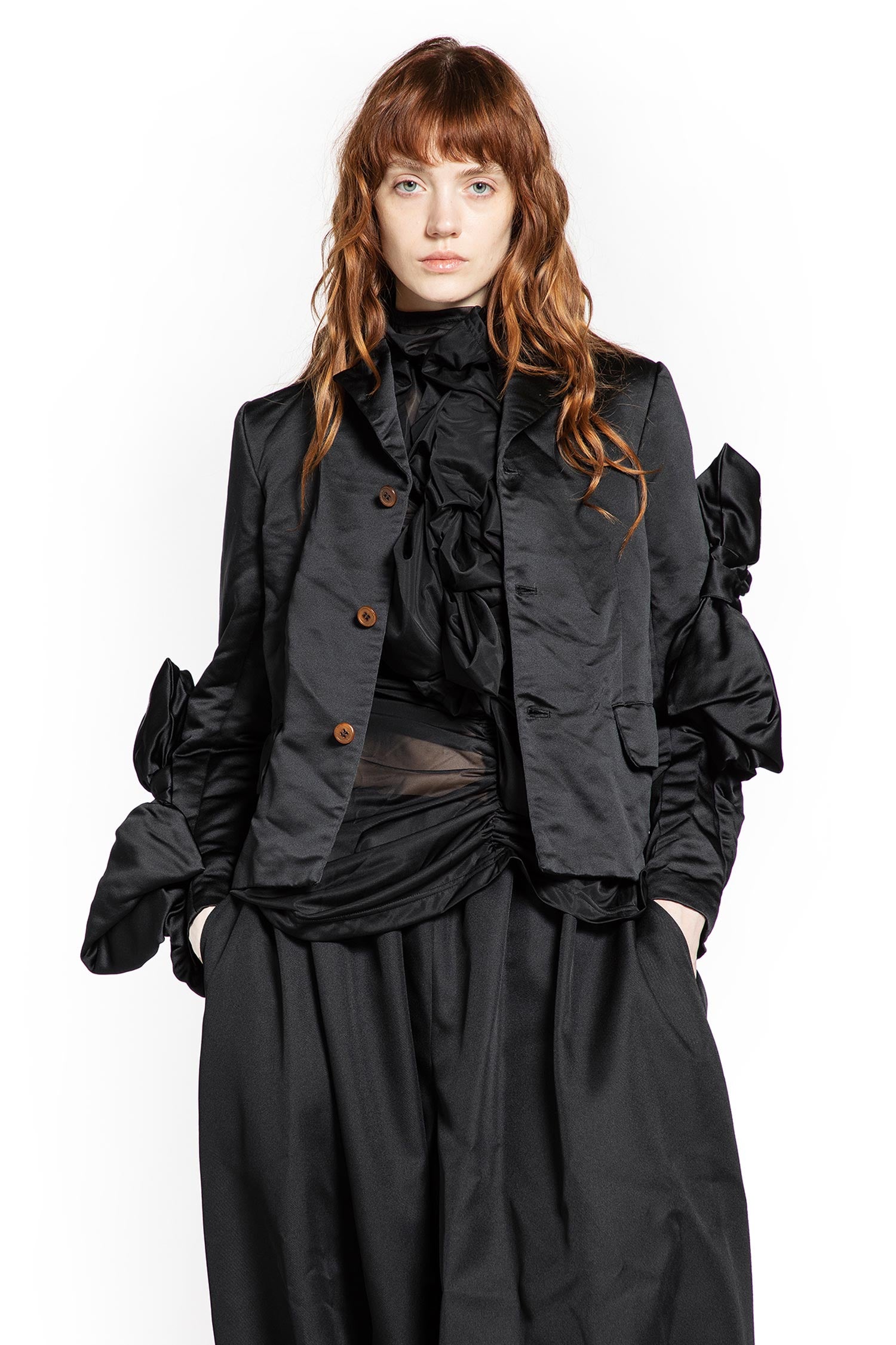 Sculptural Satin Cropped Jacket