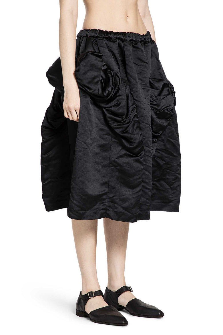 Ruffled Satin Midi Skirt