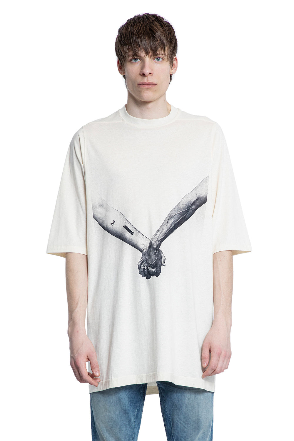 RICK OWENS MAN OFF-WHITE T-SHIRTS & TANK TOPS