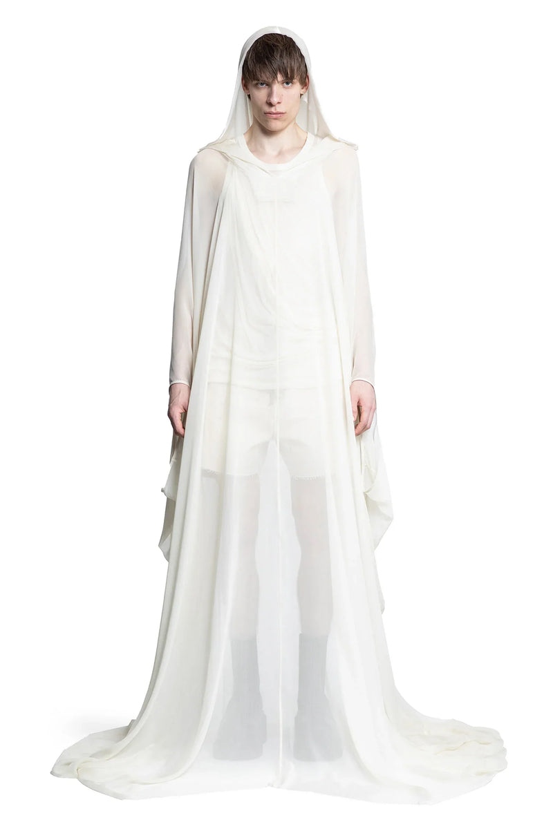 RICK OWENS Hollywood Hooded Kaftan in Silk Chiffon man