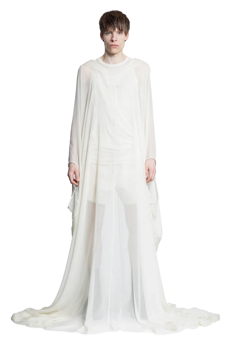 RICK OWENS Hollywood Hooded Kaftan in Silk Chiffon man