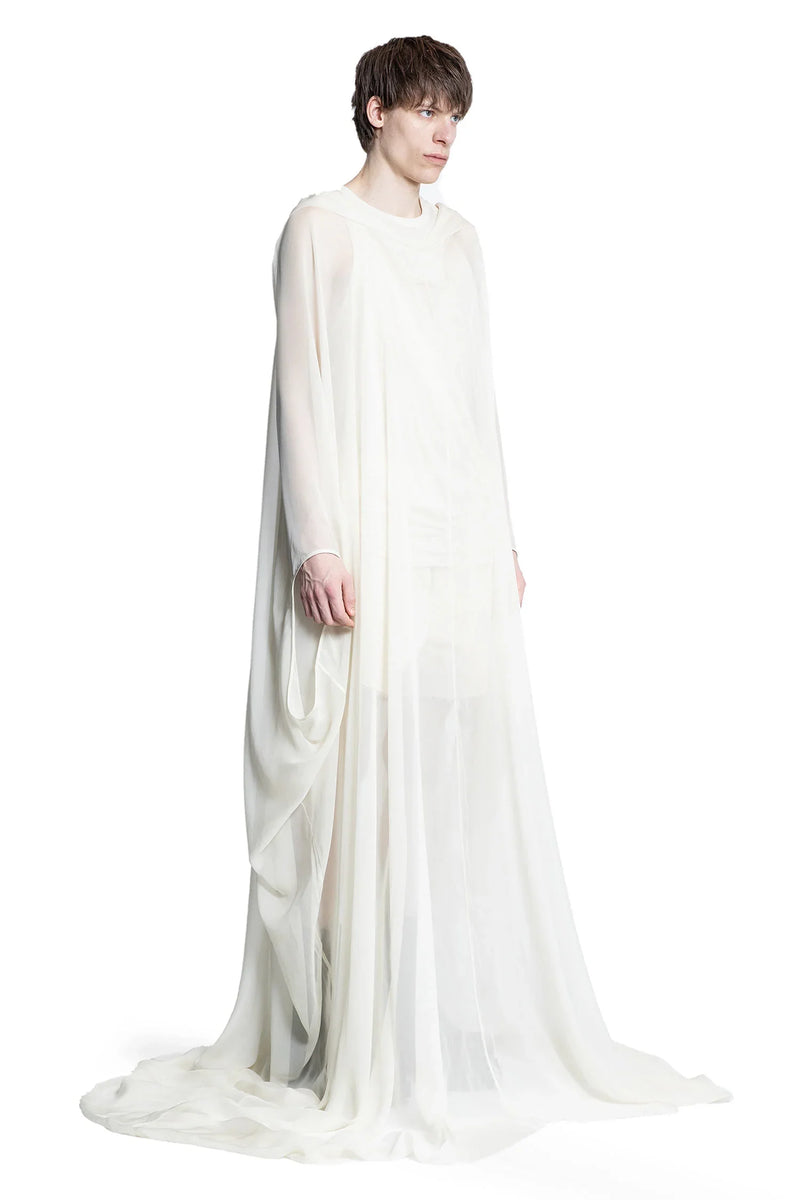 RICK OWENS Hollywood Hooded Kaftan in Silk Chiffon man