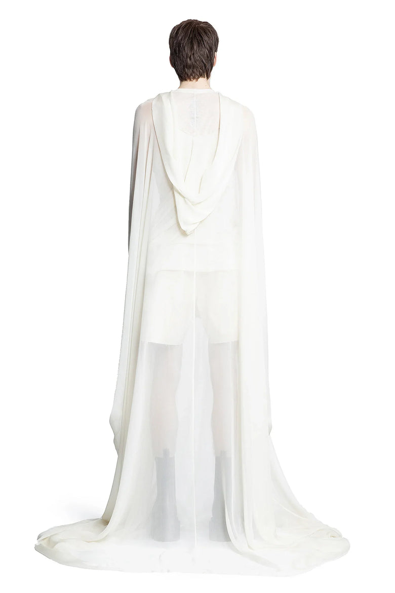 RICK OWENS Hollywood Hooded Kaftan in Silk Chiffon man