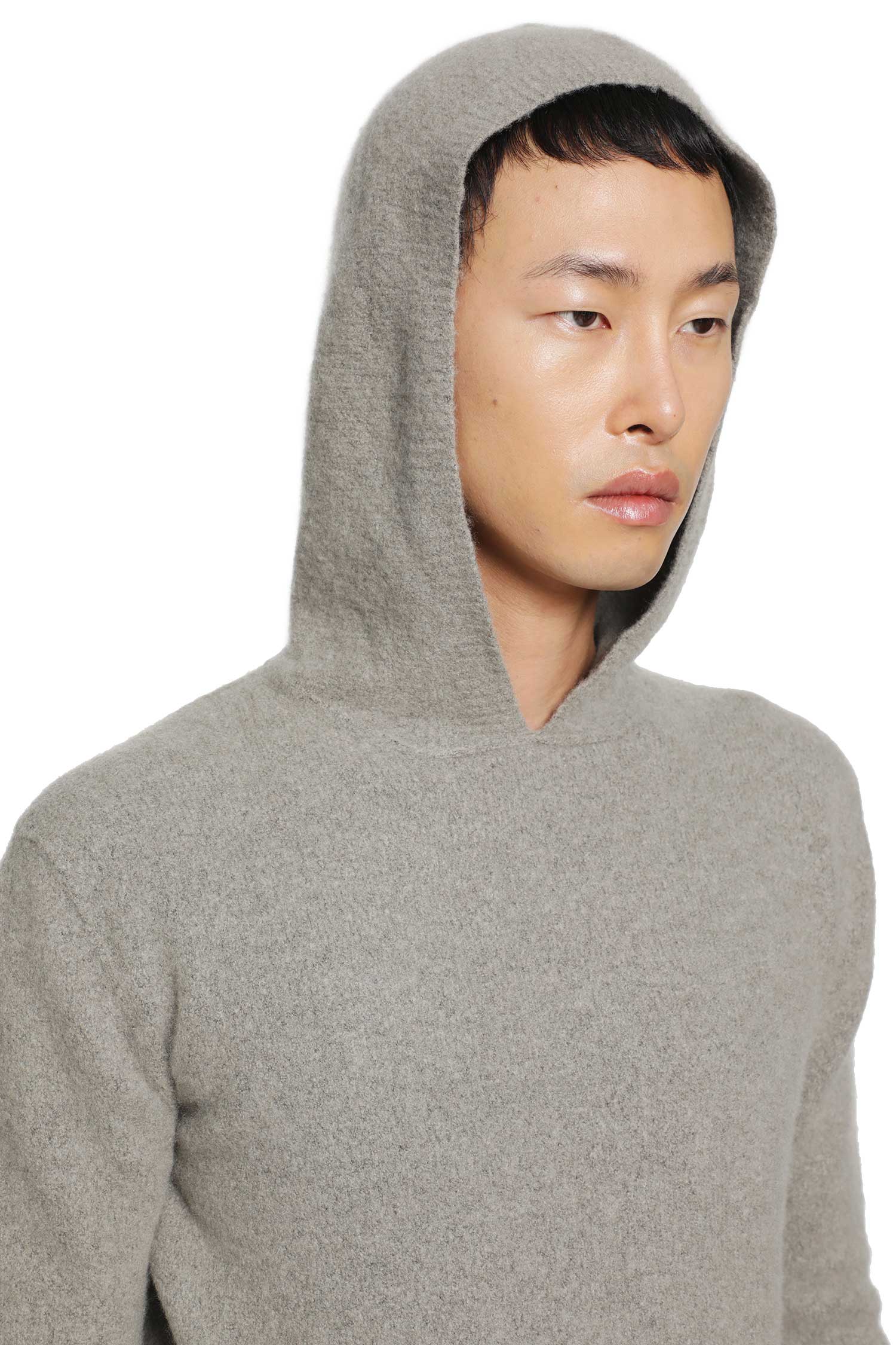 RICK OWENS Tower Hooded Pulll in Felt Cashmere man