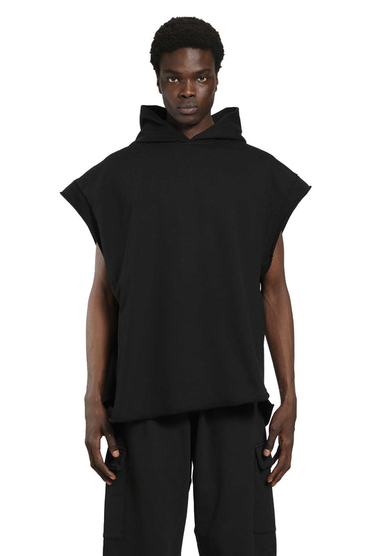 Cotton Jersey Sleeveless Hoodie