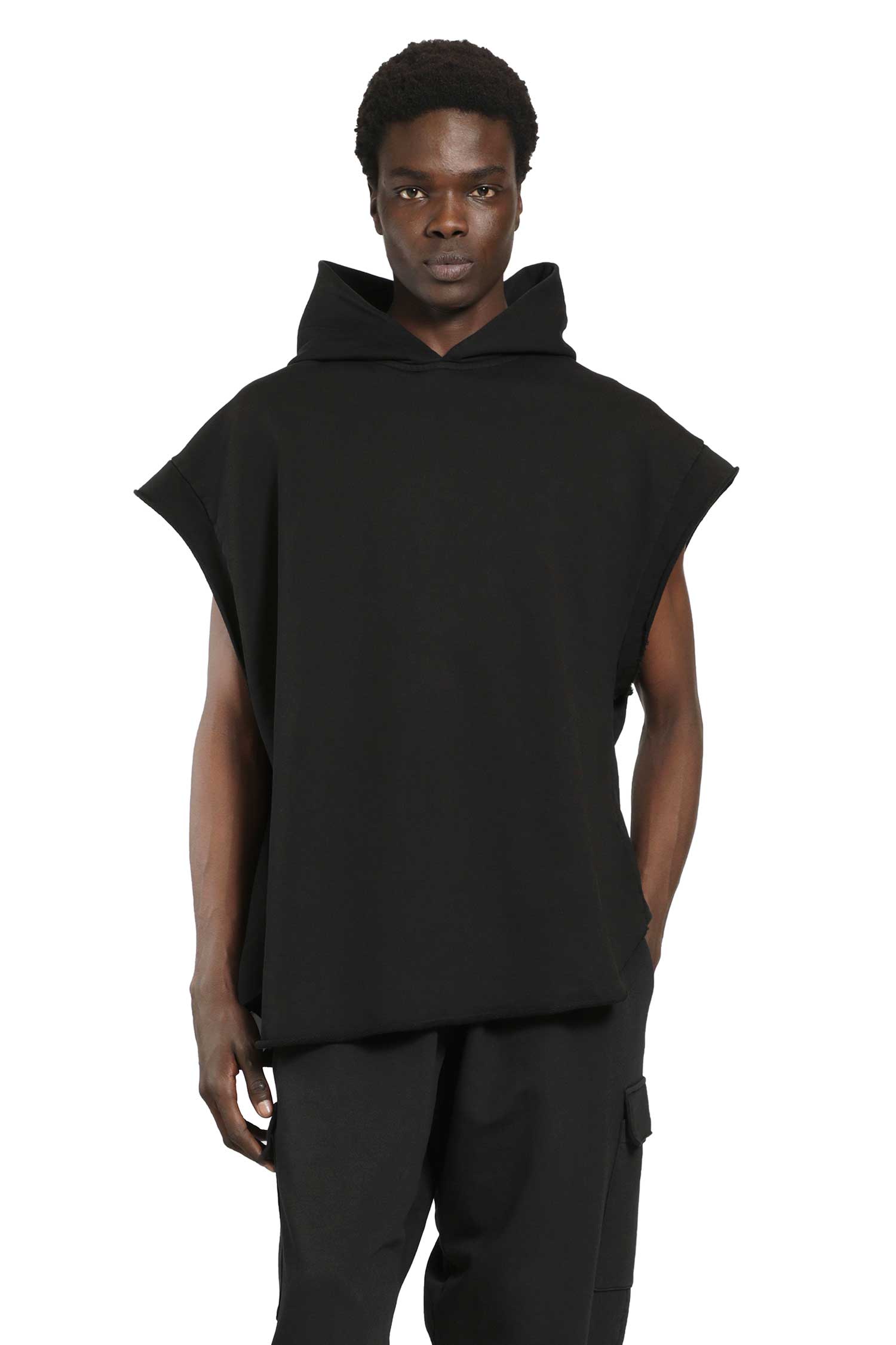ROADLESS Cotton Jersey Sleeveless Hoodie man