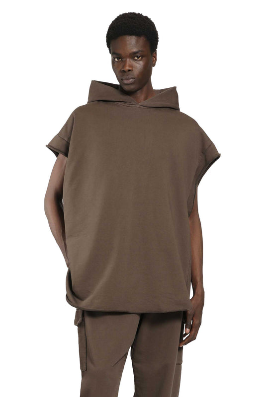 Cotton Jersey Sleeveless Hoodir