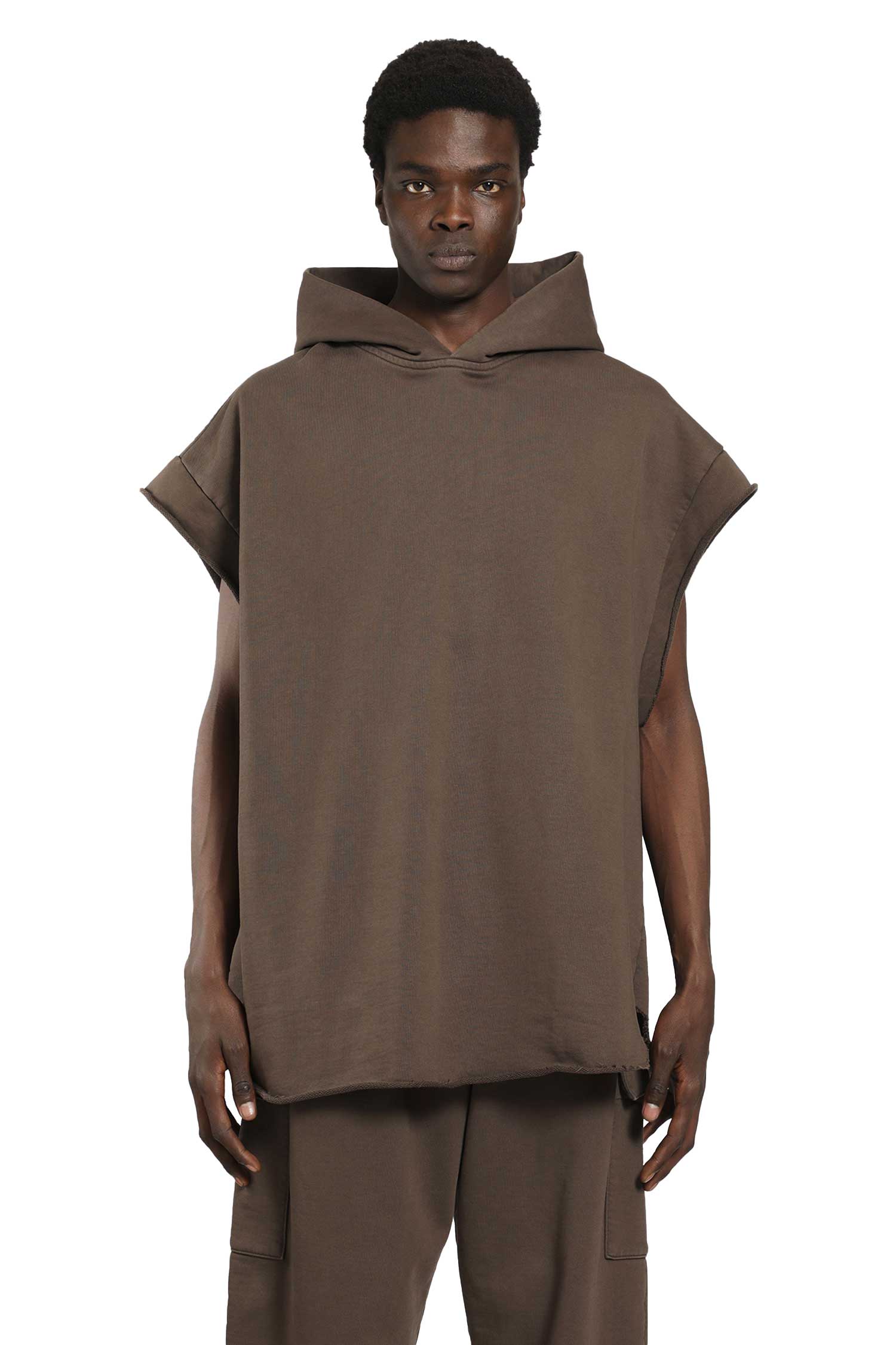 ROADLESS Cotton Jersey Sleeveless Hoodir man