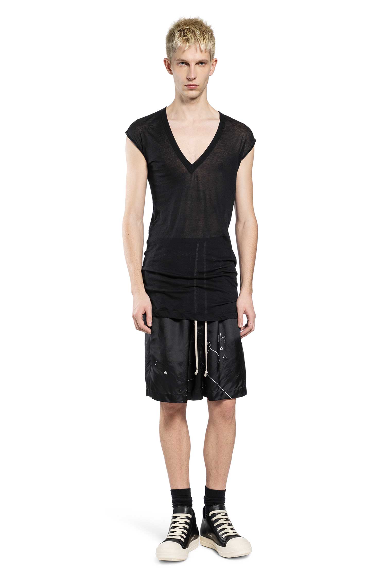 RICK OWENS Temple Boxers in Printed Cupro Twill man