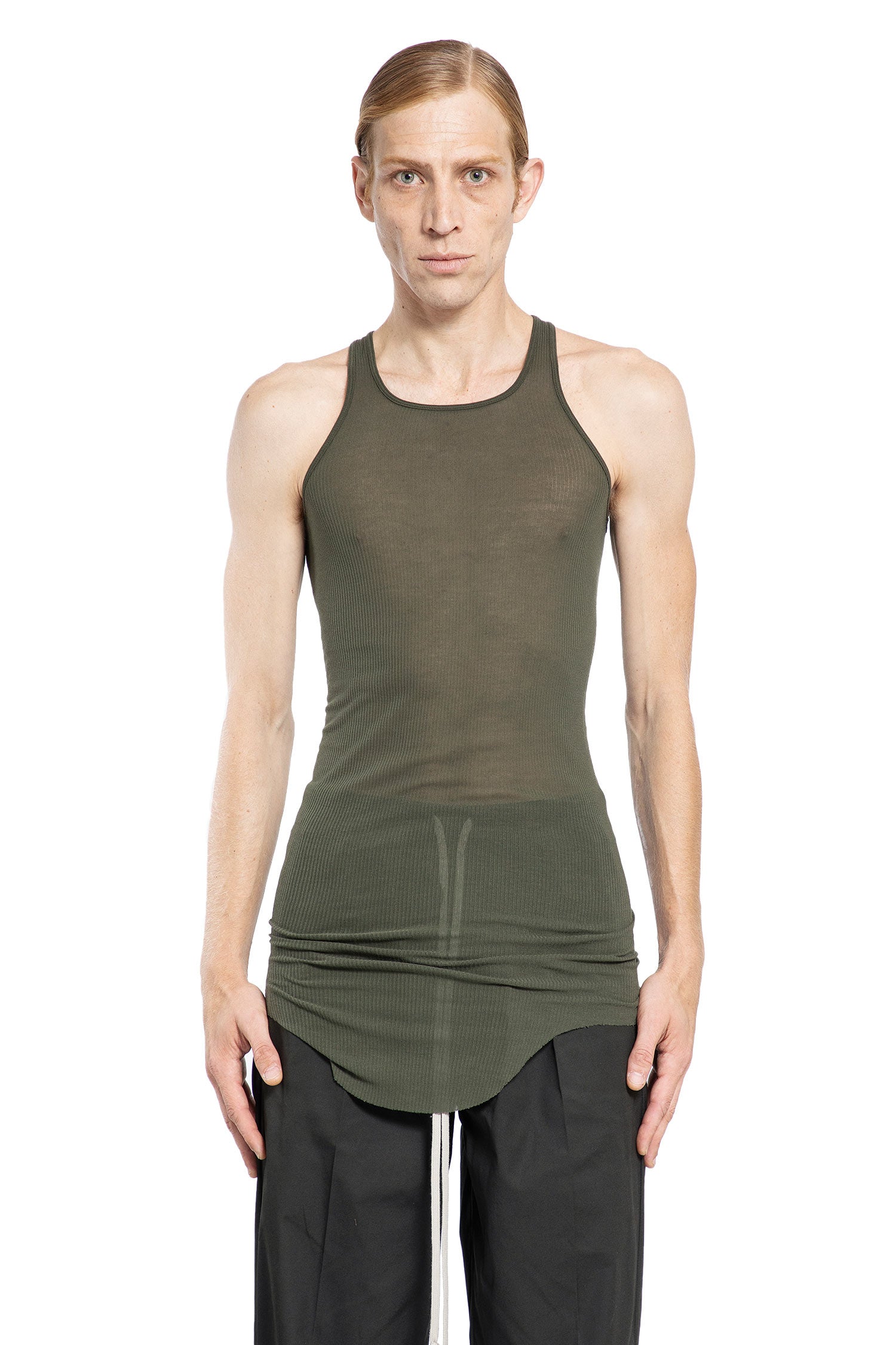 RICK OWENS MAN GREEN T-SHIRTS & TANK TOPS