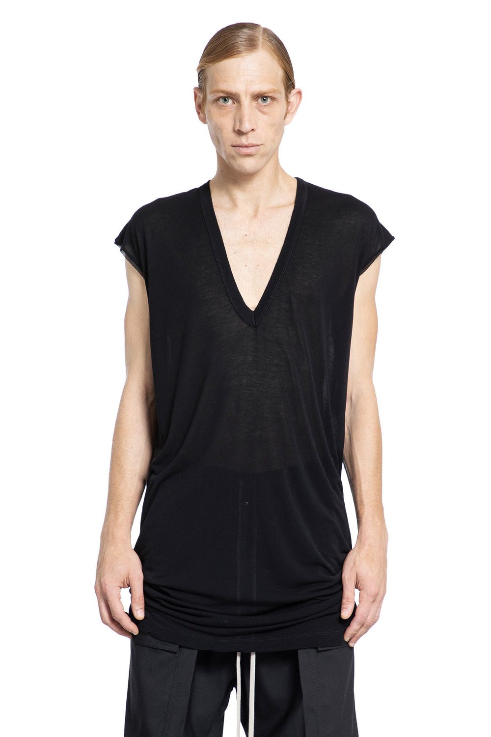 RICK OWENS MAN BLACK T-SHIRTS & TANK TOPS