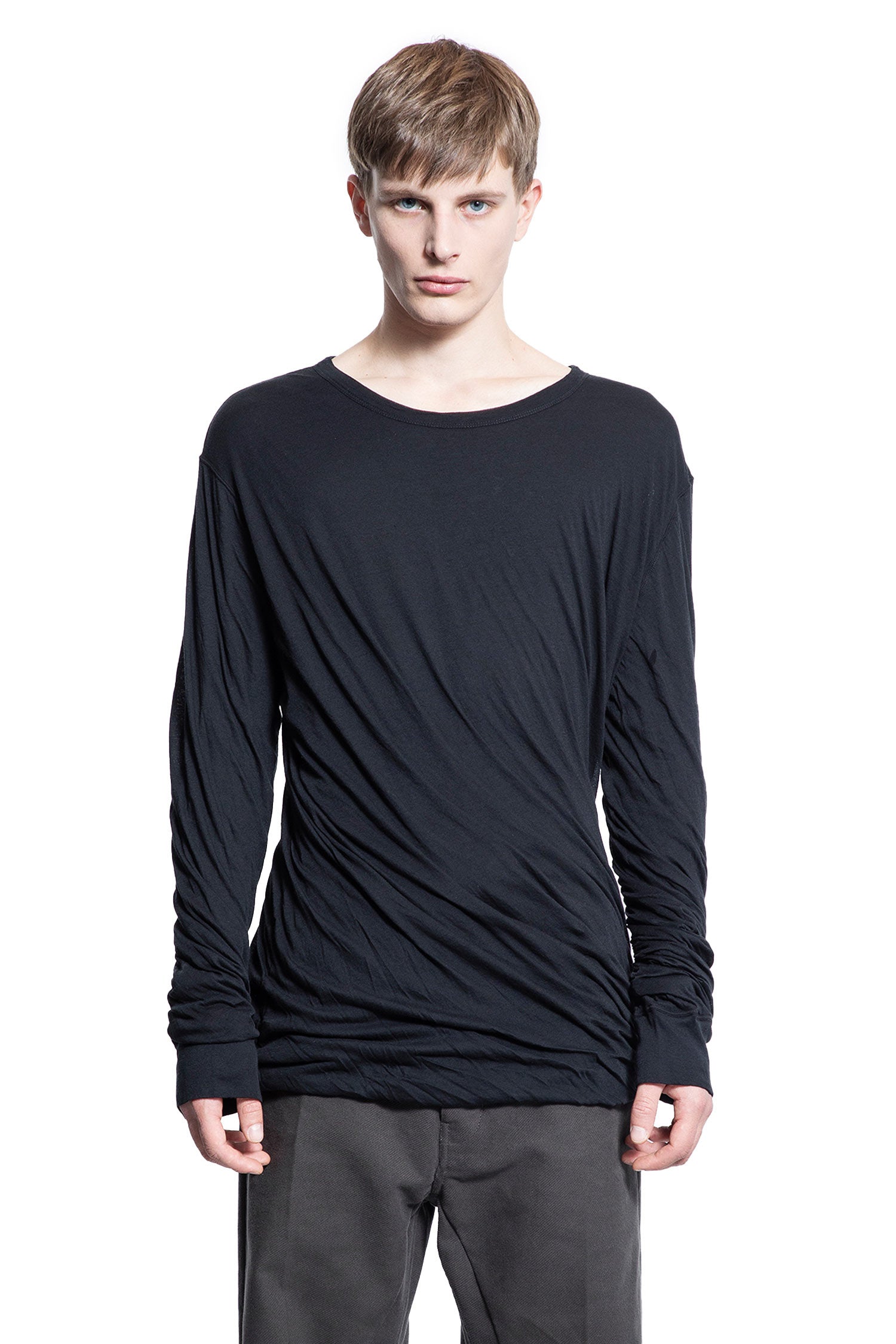 RICK OWENS MAN BLACK T-SHIRTS & TANK TOPS