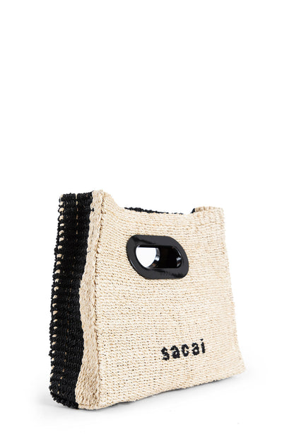 SACAI WOMAN BLACK&WHITE TOP HANDLE BAGS