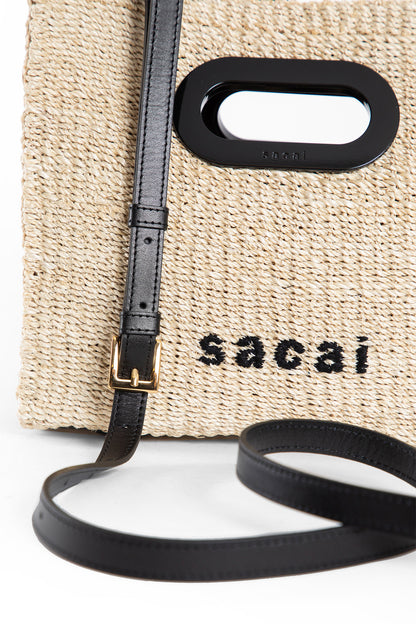 SACAI WOMAN BLACK&WHITE TOP HANDLE BAGS