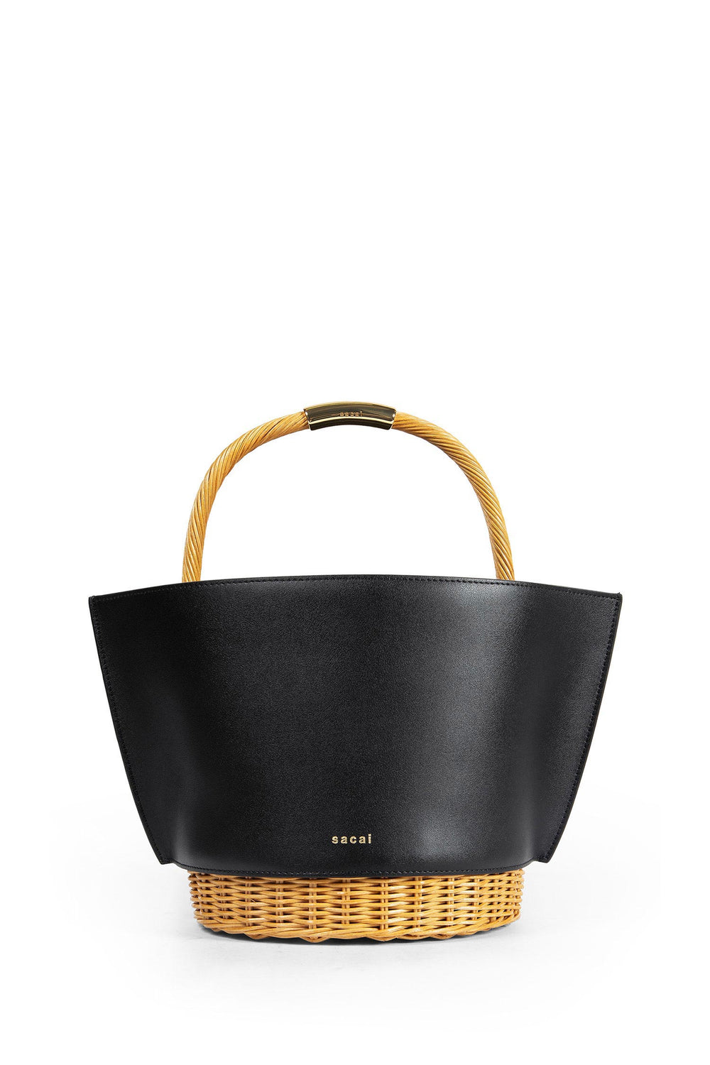 SACAI Leather x Rattan Medium Basket woman