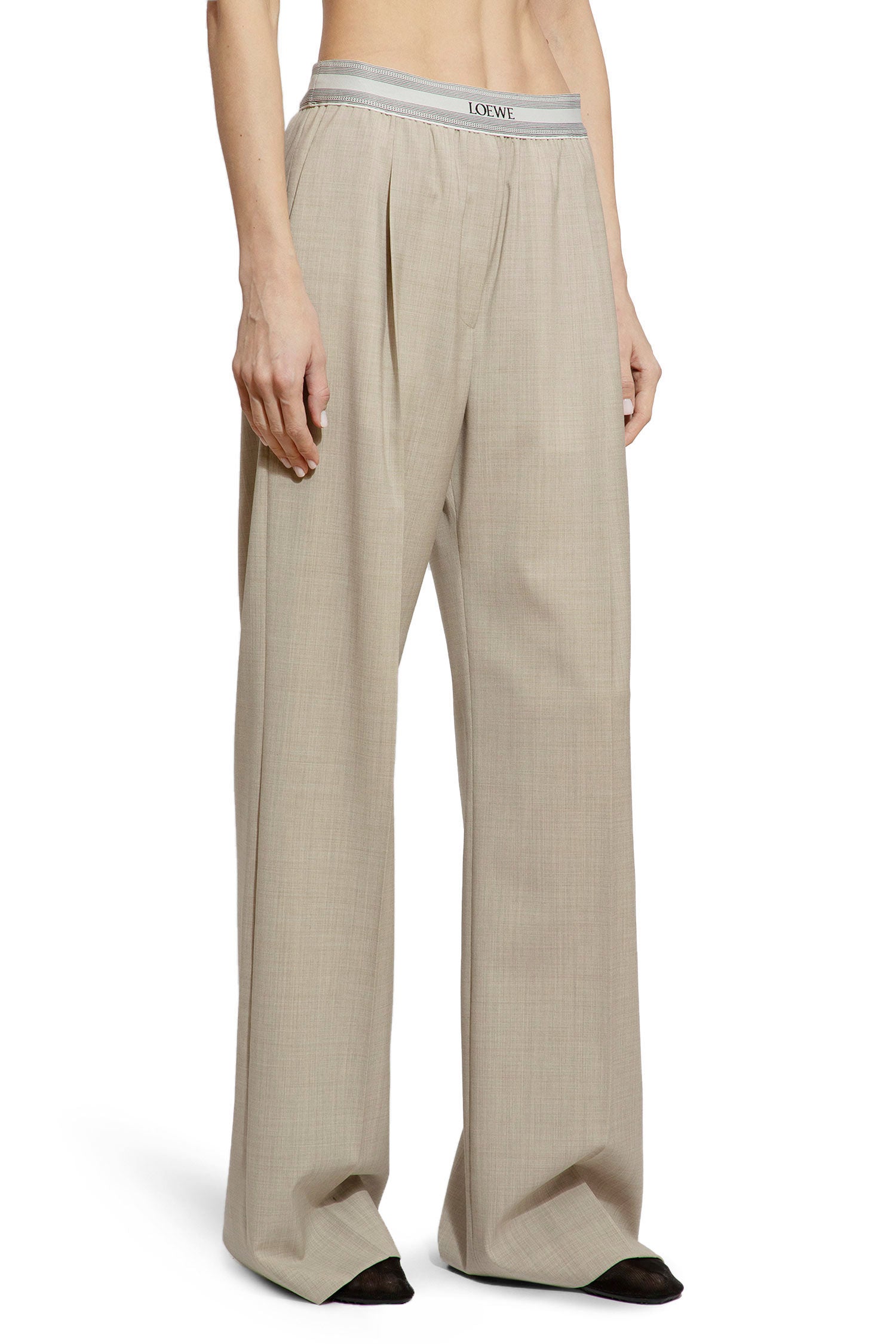 LOEWE WOMAN BEIGE TROUSERS