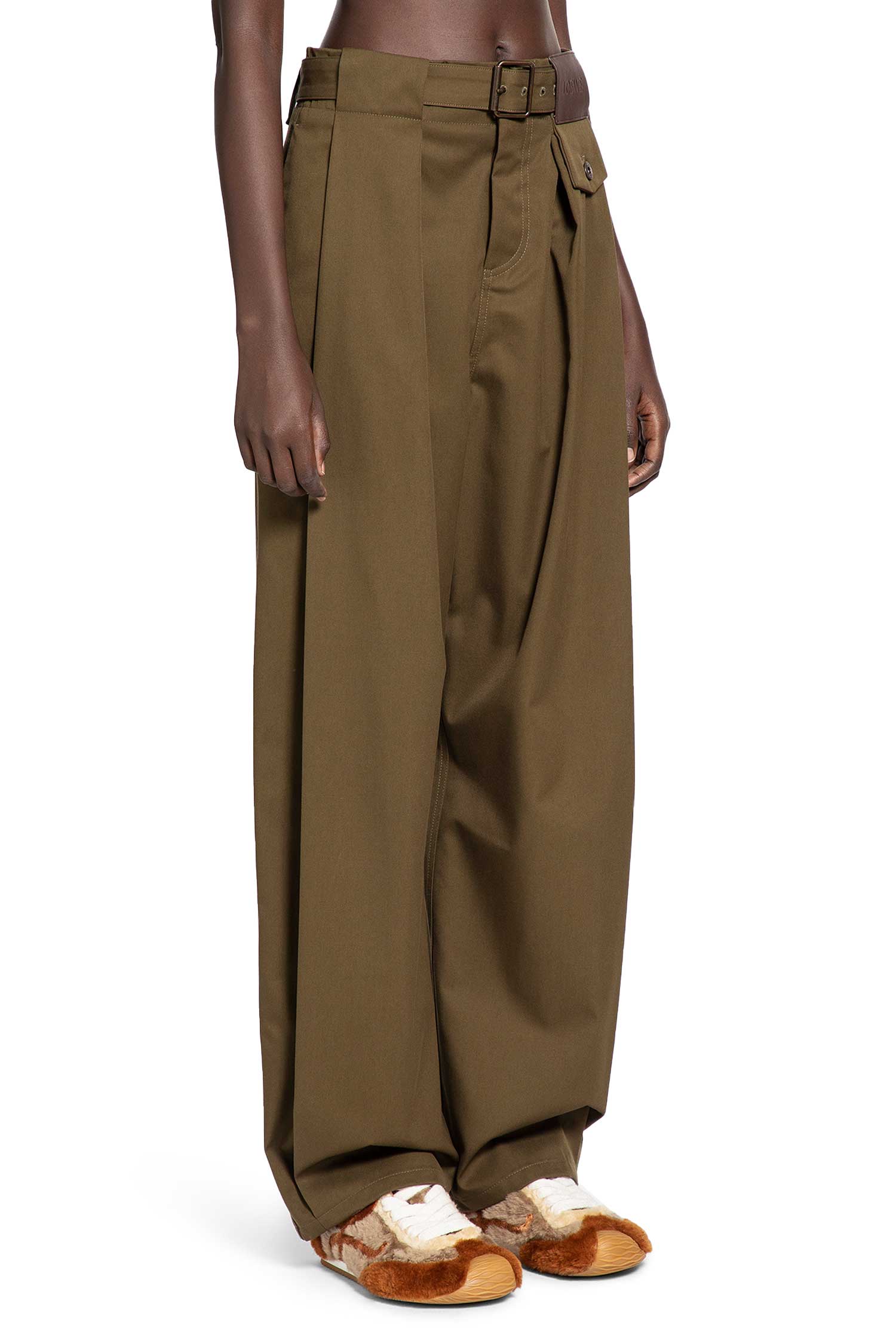 Pleated Cotton Silk Trousers
