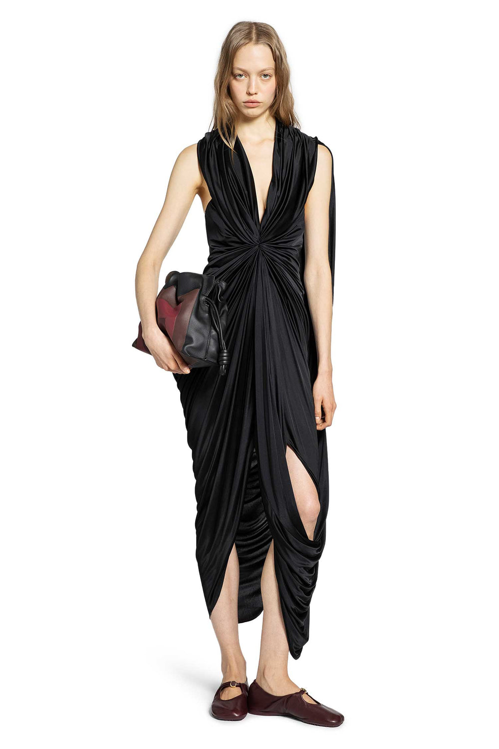 LOEWE Gathered Dress in Satin woman