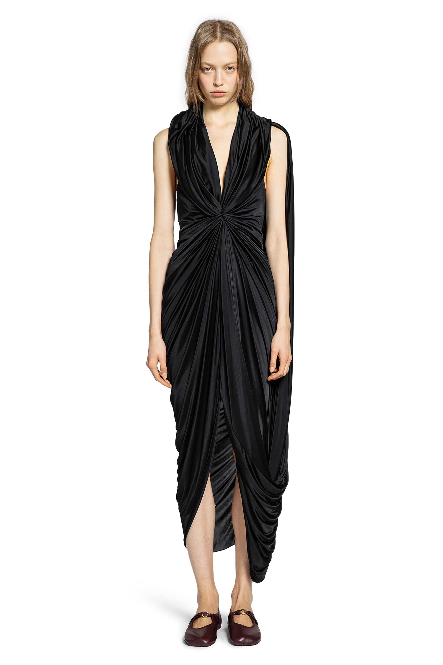 Gathered Dress in Satin