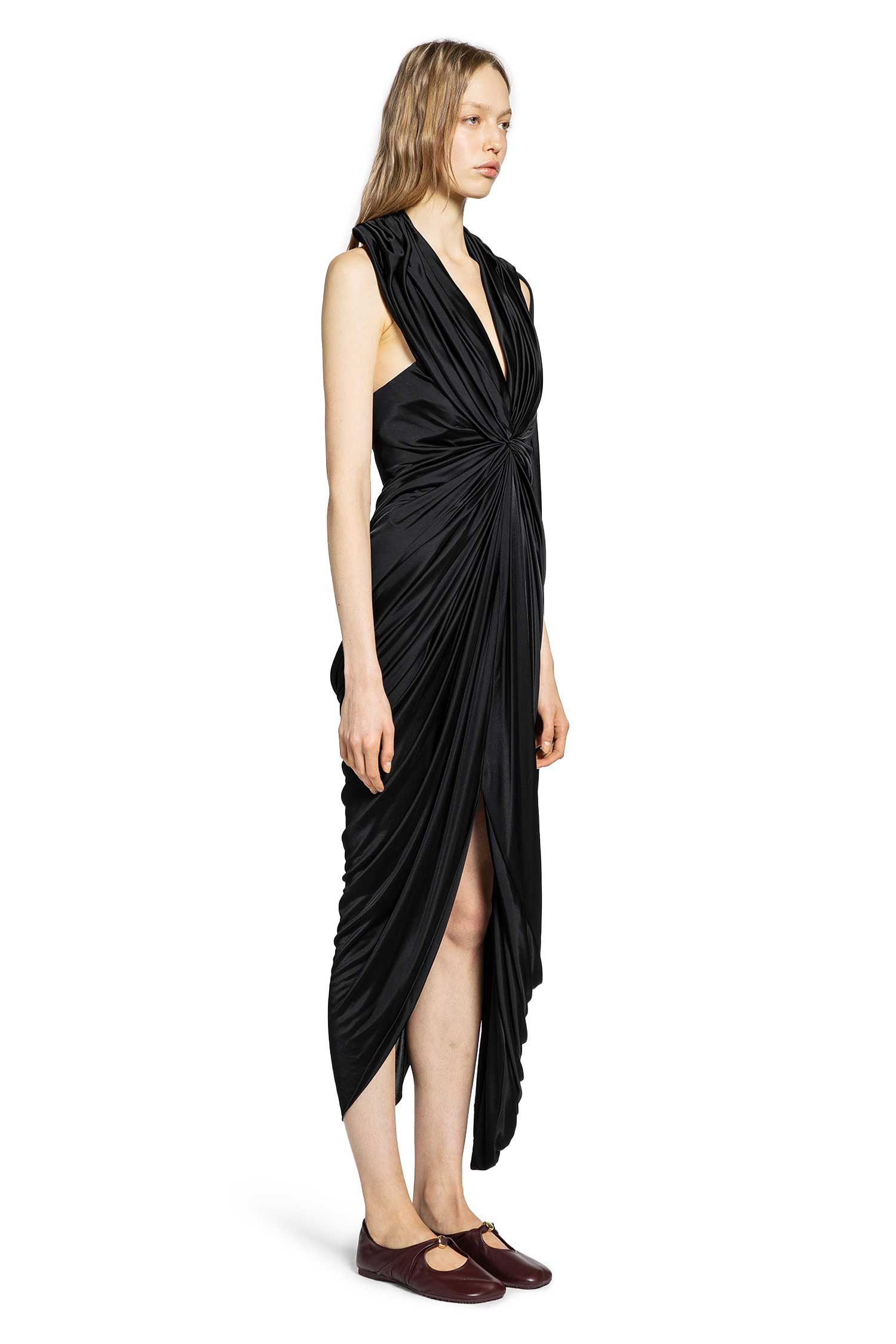 Gathered Dress in Satin