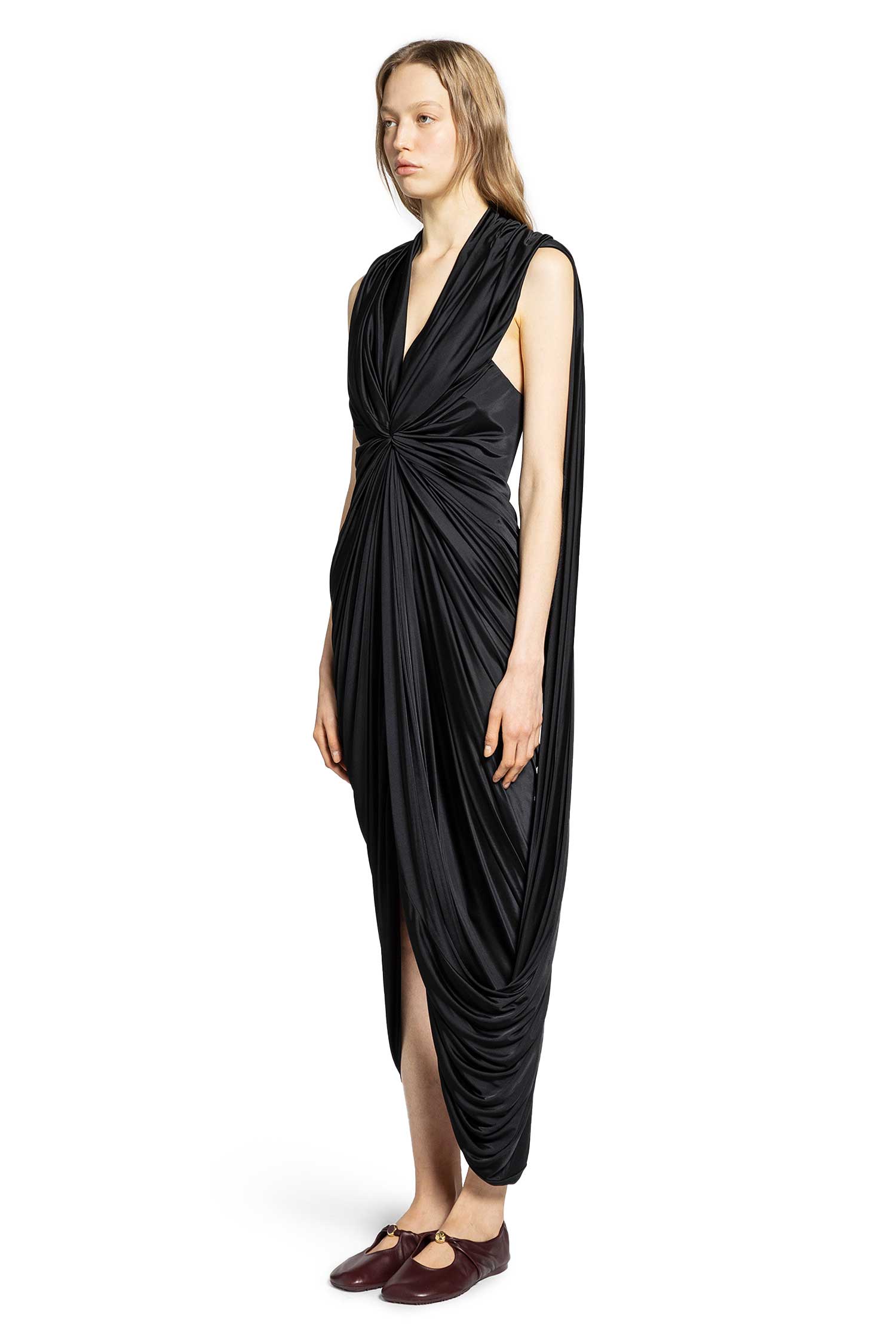 Gathered Dress in Satin