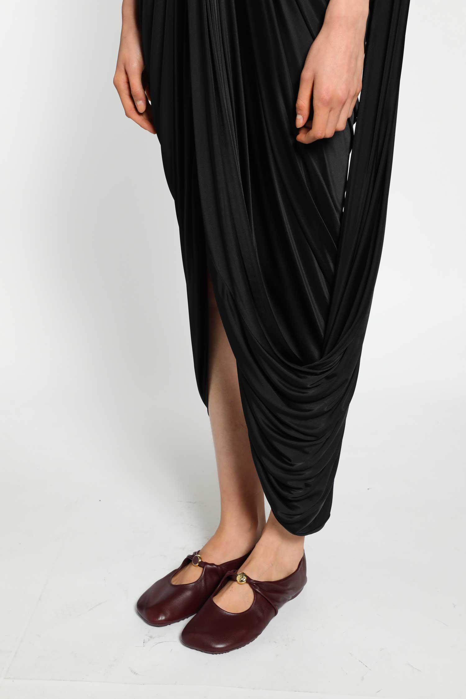 Gathered Dress in Satin