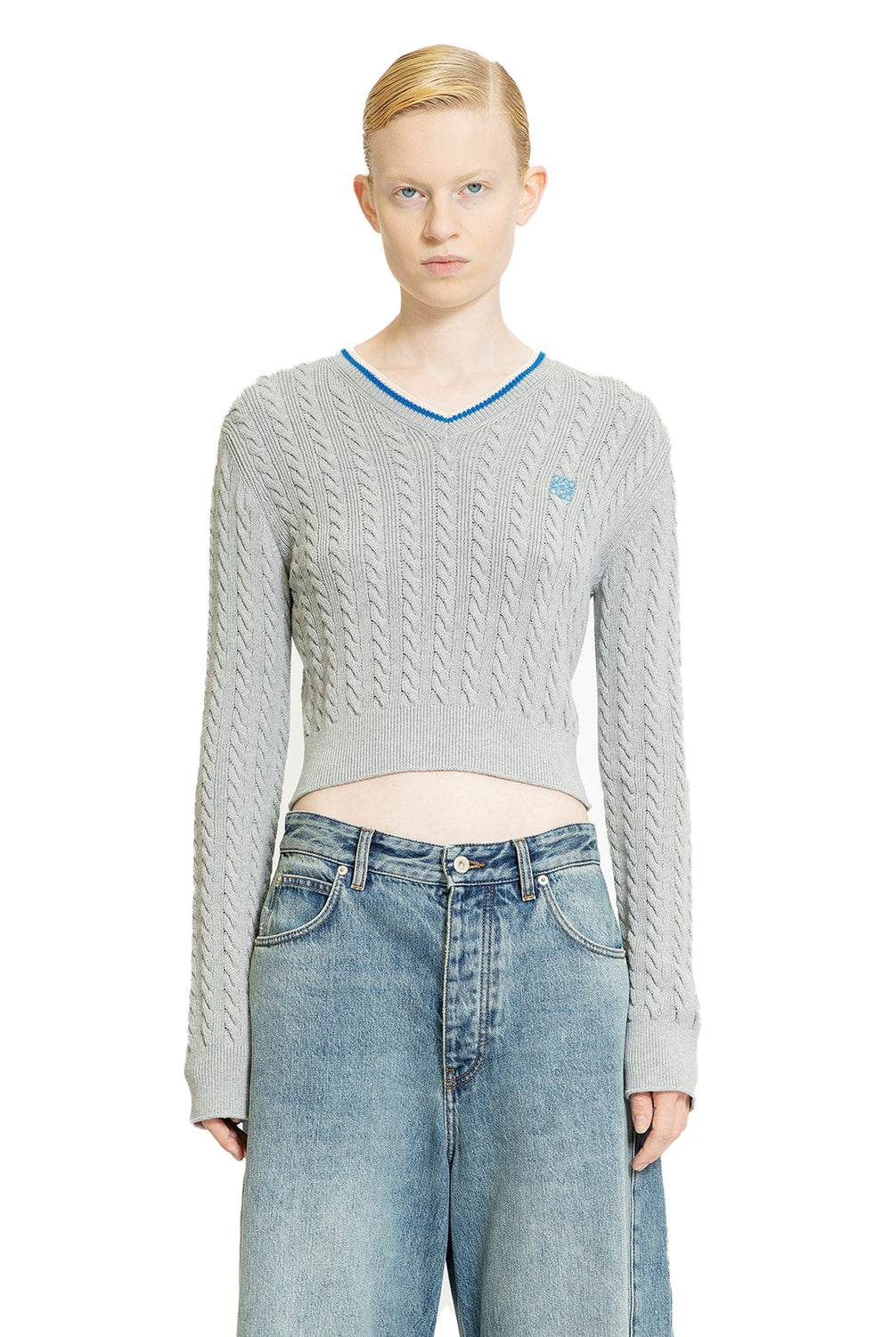 LOEWE WOMAN GREY KNITWEAR