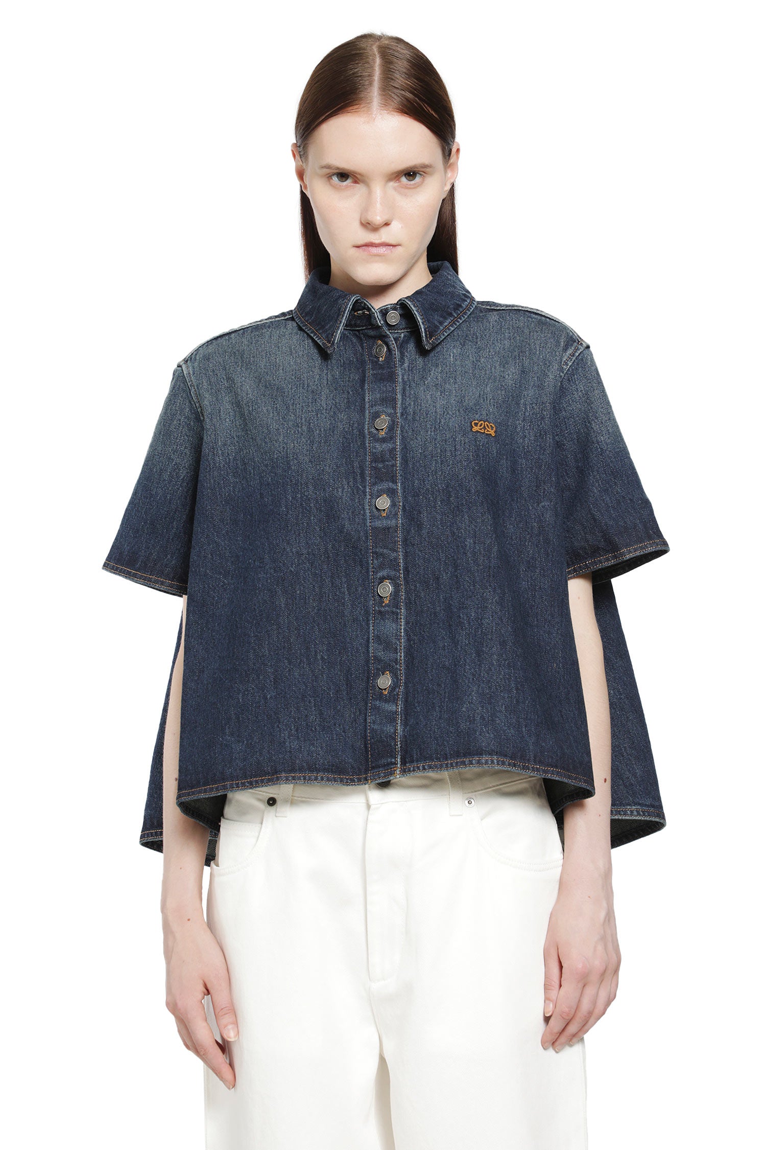 Short Sleeve Trapeze Shirt in Denim
