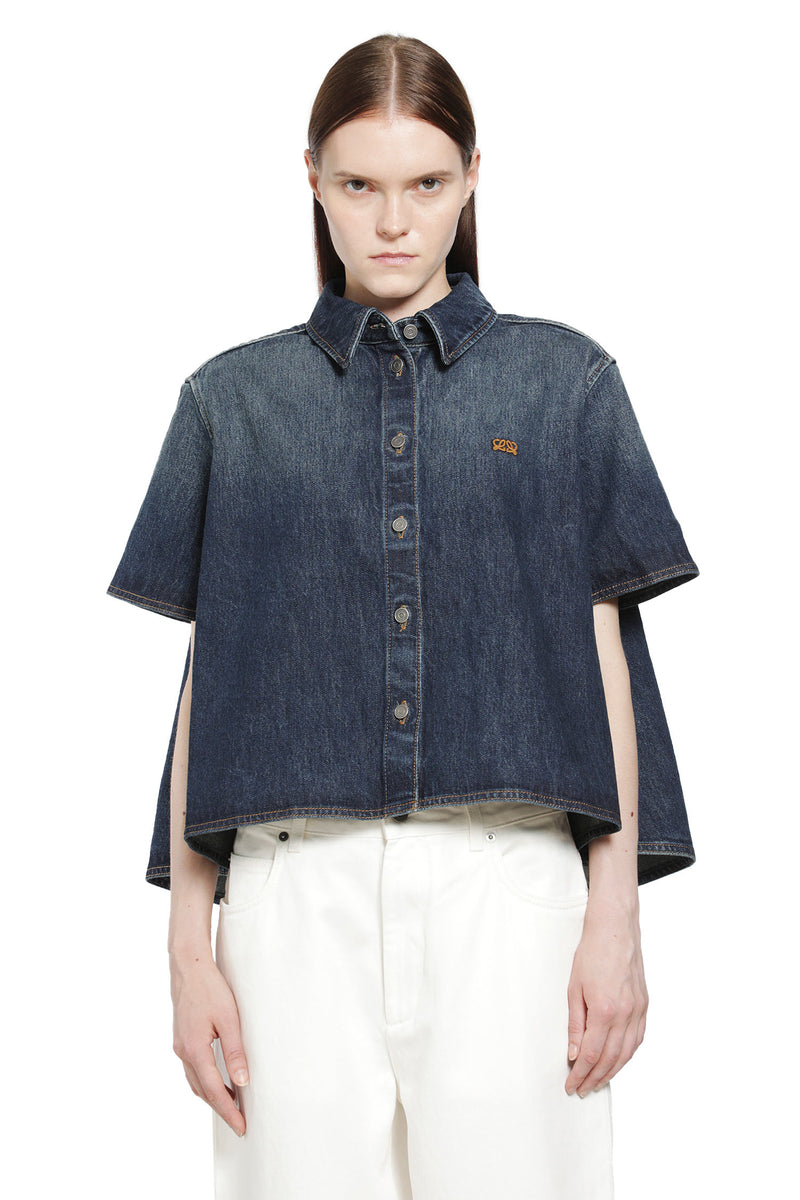 LOEWE Short Sleeve Trapeze Shirt in Denim woman