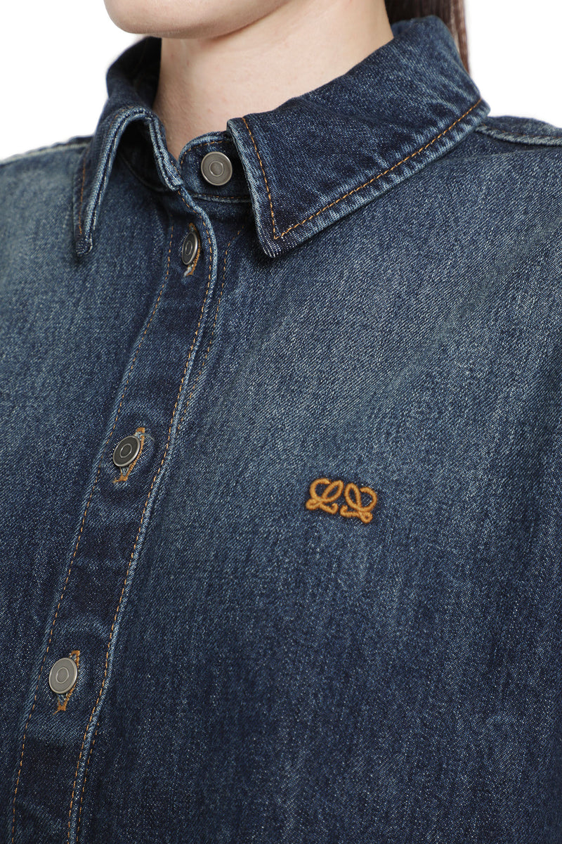 LOEWE Short Sleeve Trapeze Shirt in Denim woman