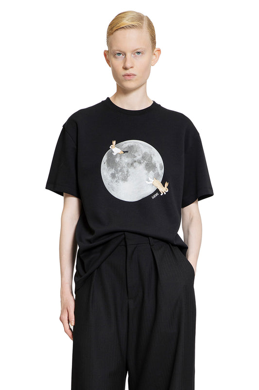 LOEWE WOMAN BLACK T-SHIRTS & TANK TOPS