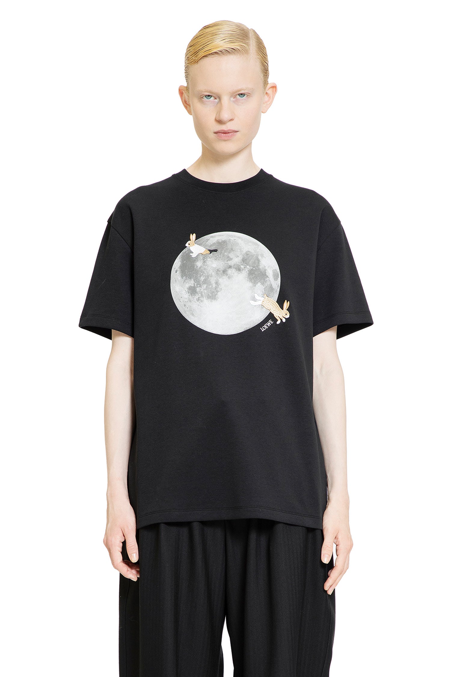 LOEWE WOMAN BLACK T-SHIRTS & TANK TOPS