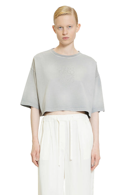 LOEWE WOMAN GREY T-SHIRTS & TANK TOPS