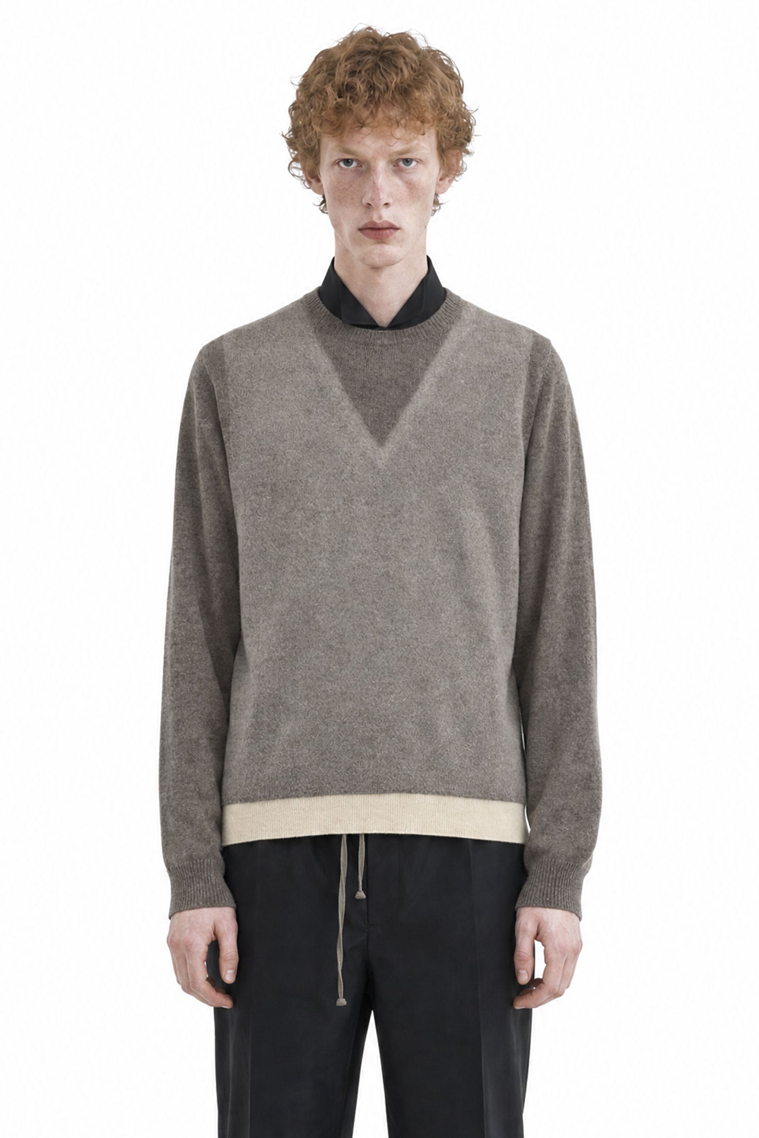 Fused Knit Wool Crewneck Sweater