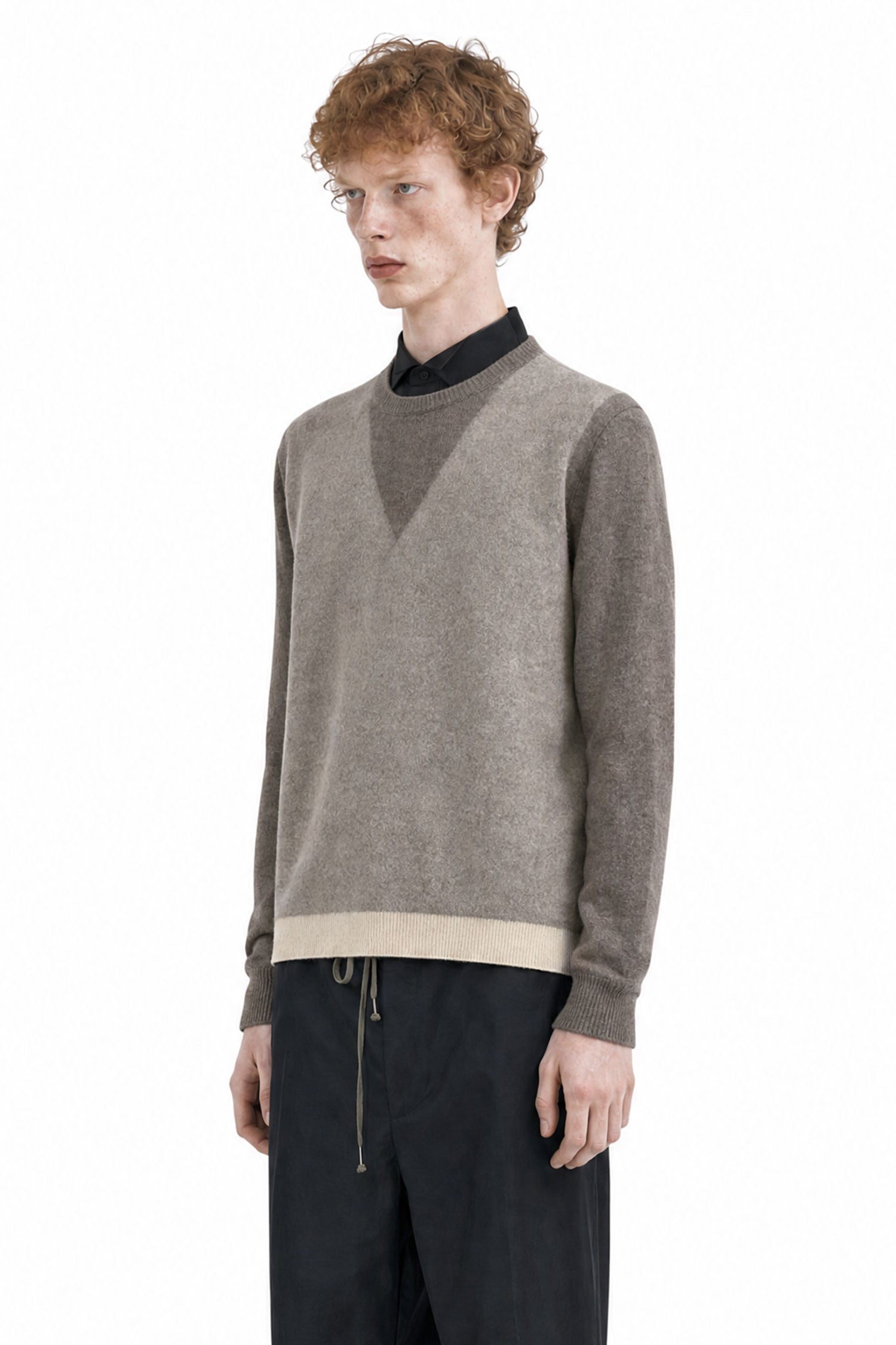 Fused Knit Wool Crewneck Sweater