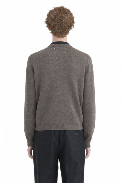 Fused Knit Wool Crewneck Sweater