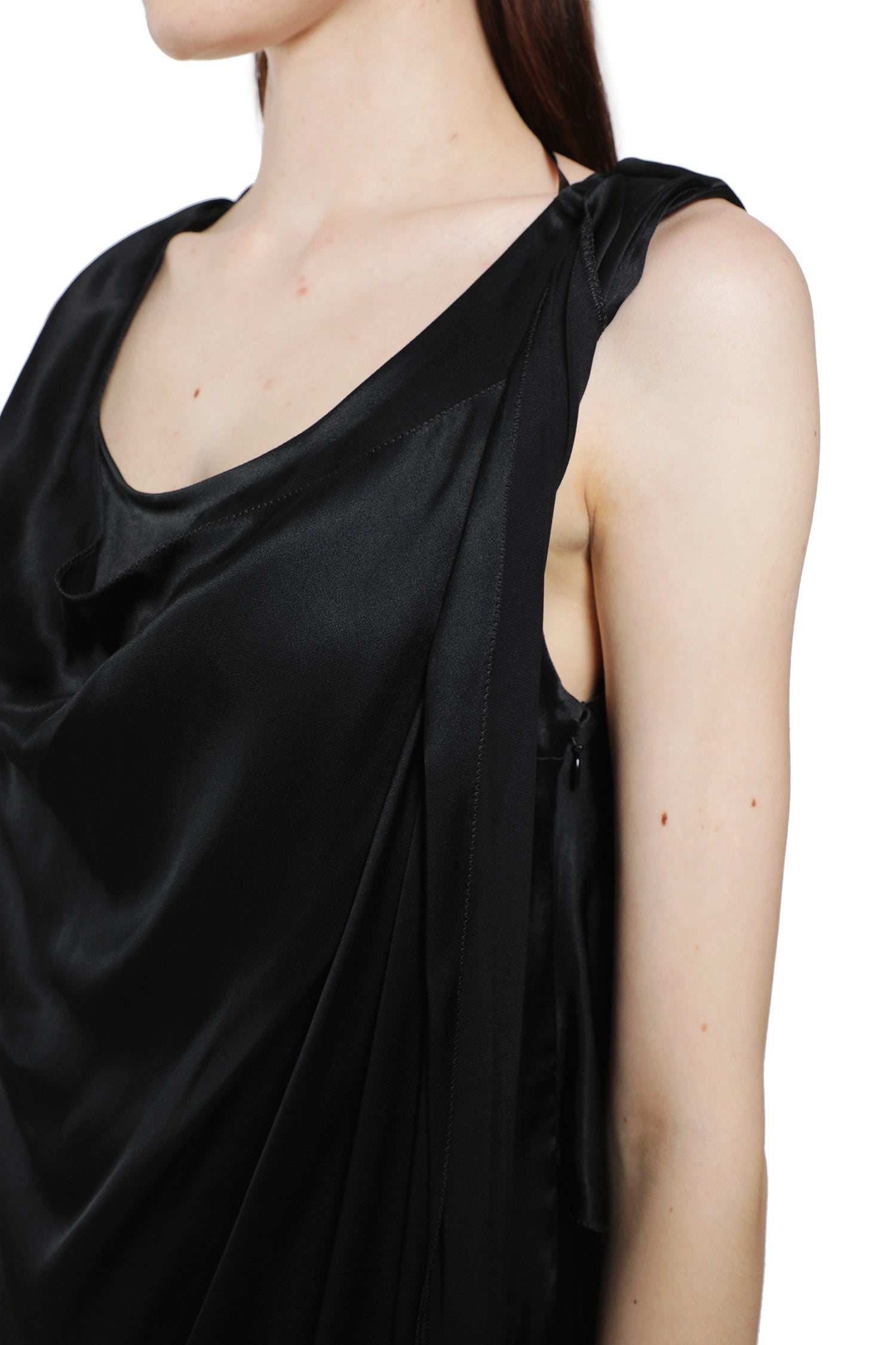 Satin Draped Maxi Dress
