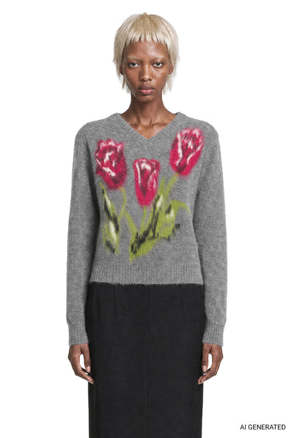 Brushed Alpaca V-Neck Sweater