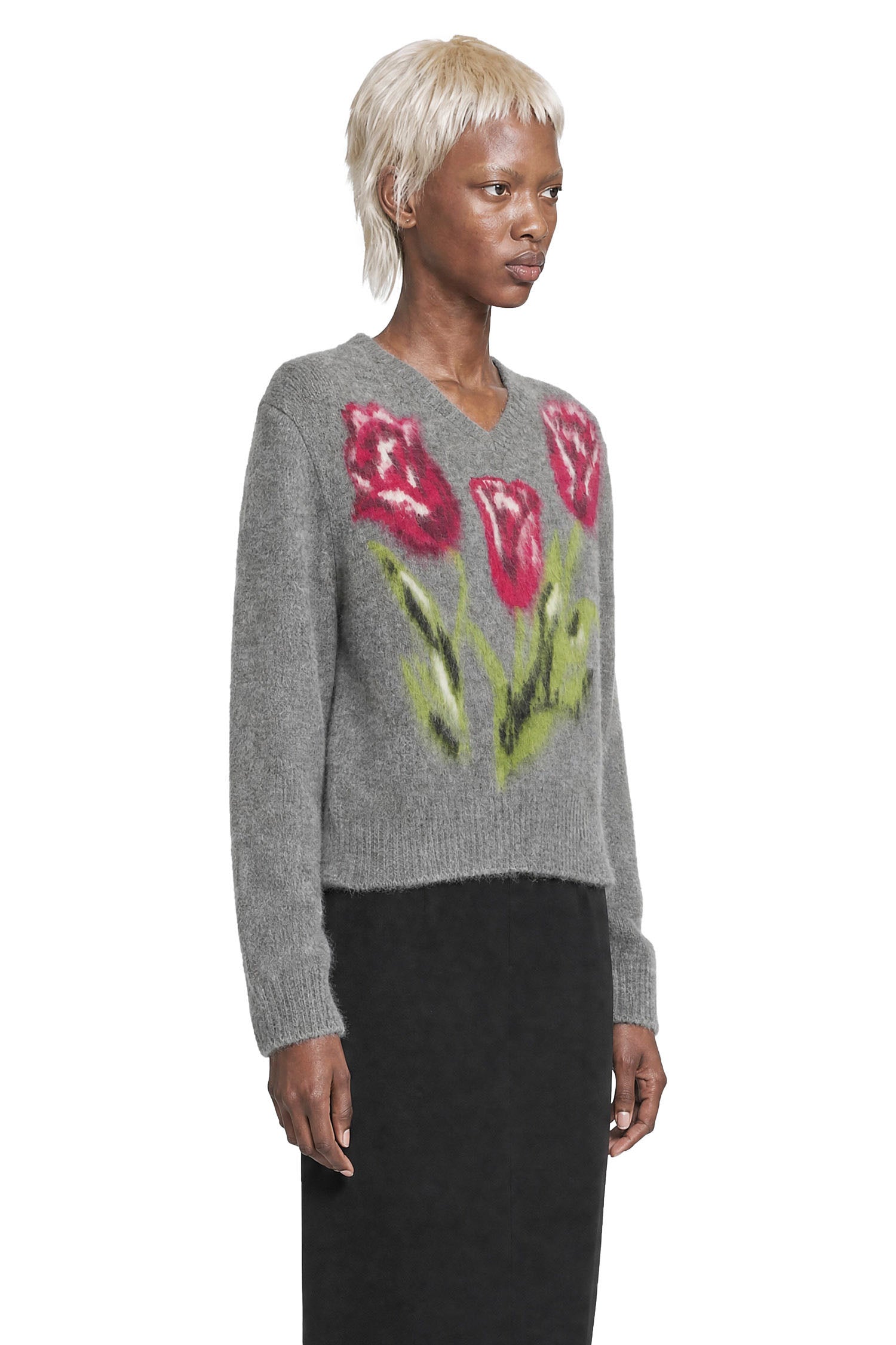 MAISON MARGIELA Brushed Alpaca V-Neck Sweater woman