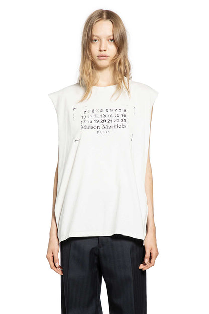 MAISON MARGIELA WOMAN OFF-WHITE T-SHIRTS & TANK TOPS