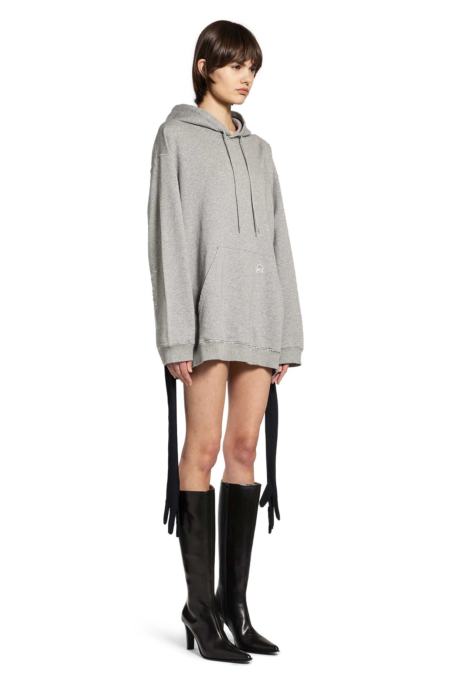 Hooeded Glove Sweatshirt Mini Dress